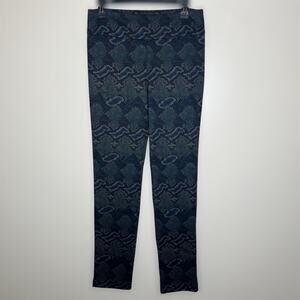 Pure Amici Pants Small Womens Snakeskin Print Tapered Slim High Rise Chic Ponte